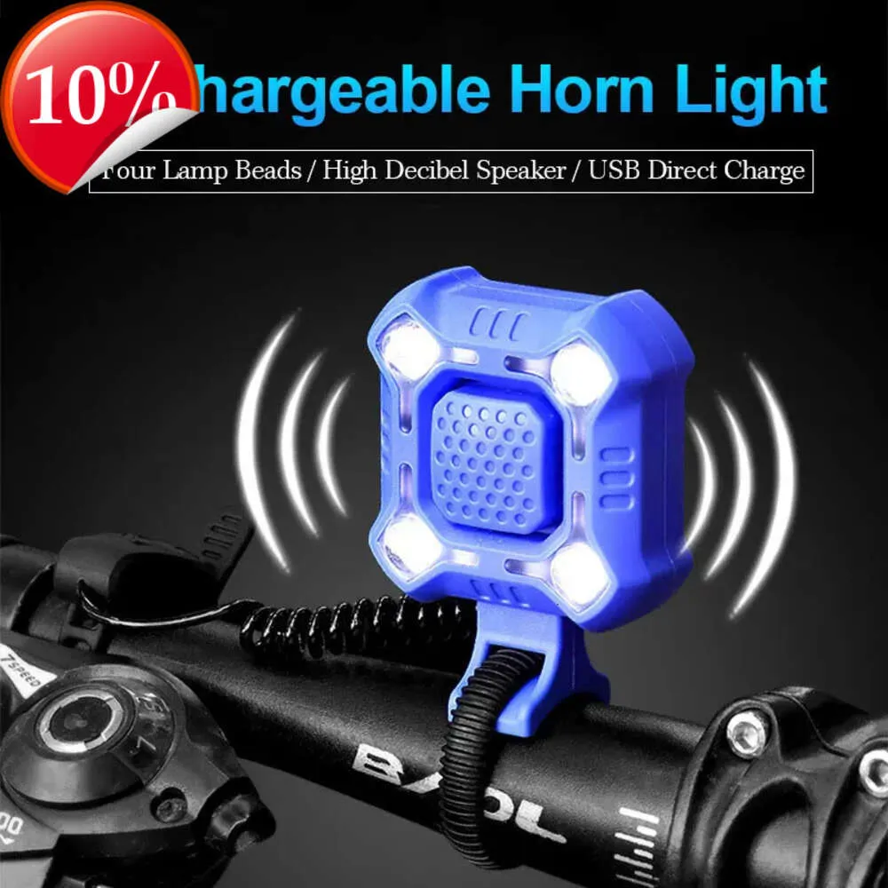 New 140 dB Electric Bike Bell 4 Lamp Cycling Light 1200mAh Electric Horn Waterproof USB Charging Loud Alarm Security Mountain Road