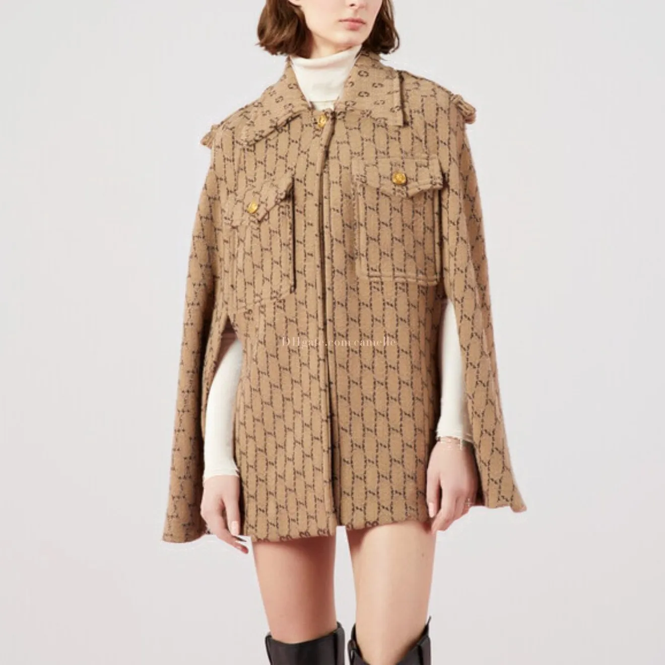 Long Cape Coat Womens Hooded Tunic Jacket: Winter Cloak Overcoat