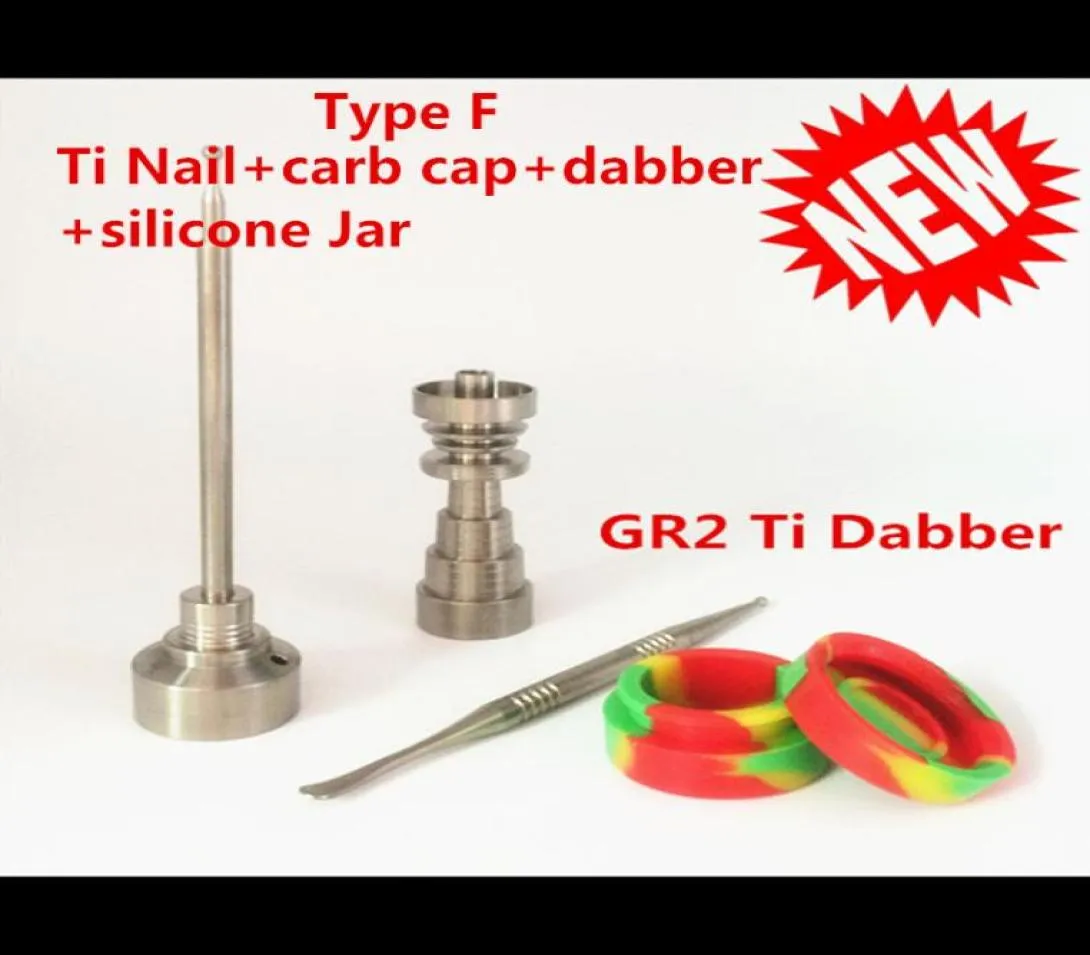 whole 6 in 1 GR2 Domeless Titanium Nail Carb Cap Enail With Titanium Dabber And Silicone Jar of set9883284