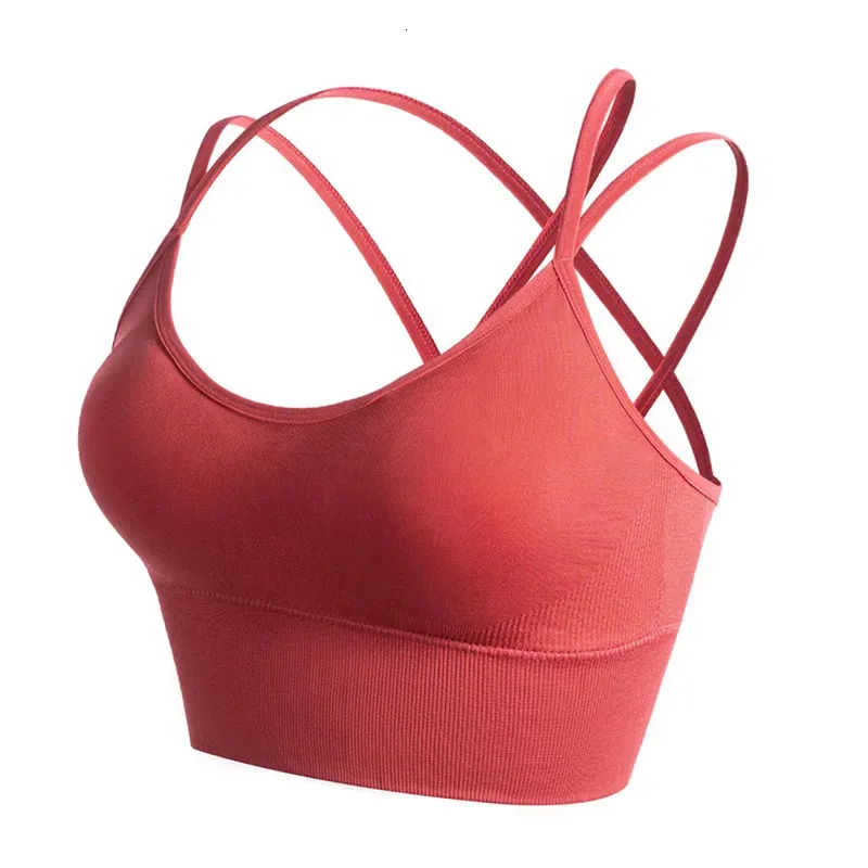 Completi da yoga Reggiseno sportivo da yoga senza fili incrociato sul retro da donna per asciugatura rapida antiurto fitness push up reggiseno da corsa yoga canotta sportiva attiva 231122