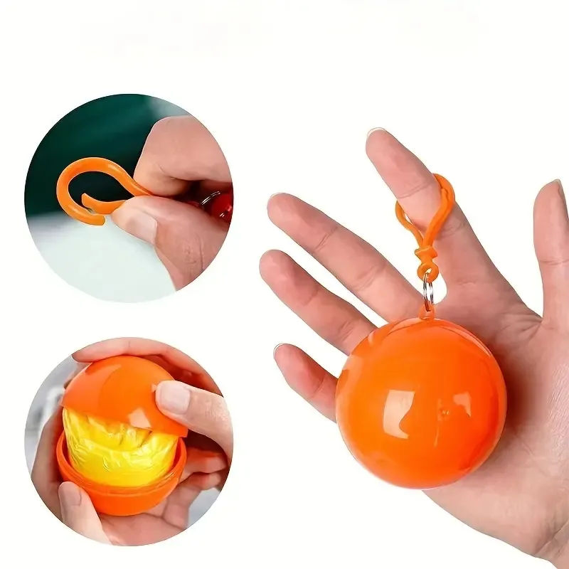 1PC使い捨てレインコートポータブルプラスチック球状雨プルーフロングポンチョポータブル屋外透明レインコートボール