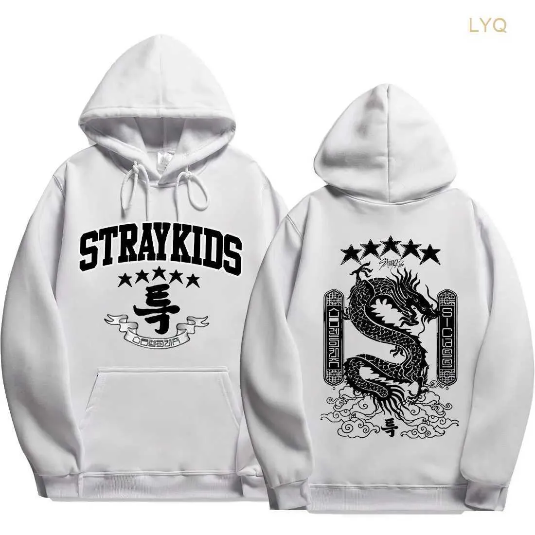 Sweats à capuche pour hommes Sweatshirts 2023 New Stray Kids 5 étoiles Sweat à capuche Y2k Mode Dragon Pattern et Sweat-shirt pour femmes Korean Street Hip Hop EIKW