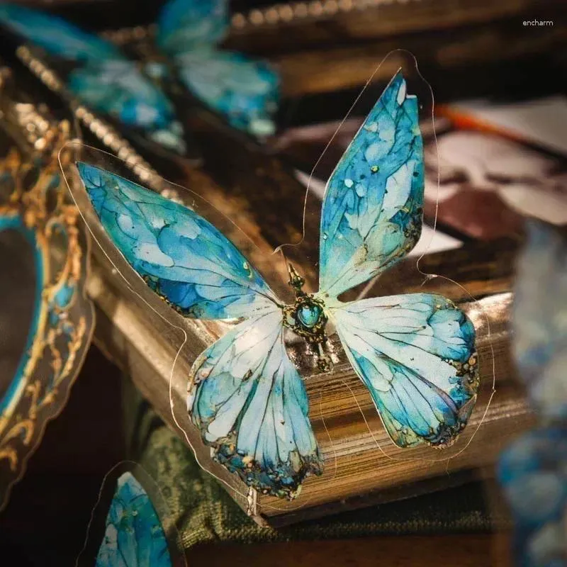 Cadeau Wrap 30 feuilles d'autocollants Fantasy série baroque frontière européenne papillon manuel bricolage magnifique papeterie décorative en or 150 105 mm
