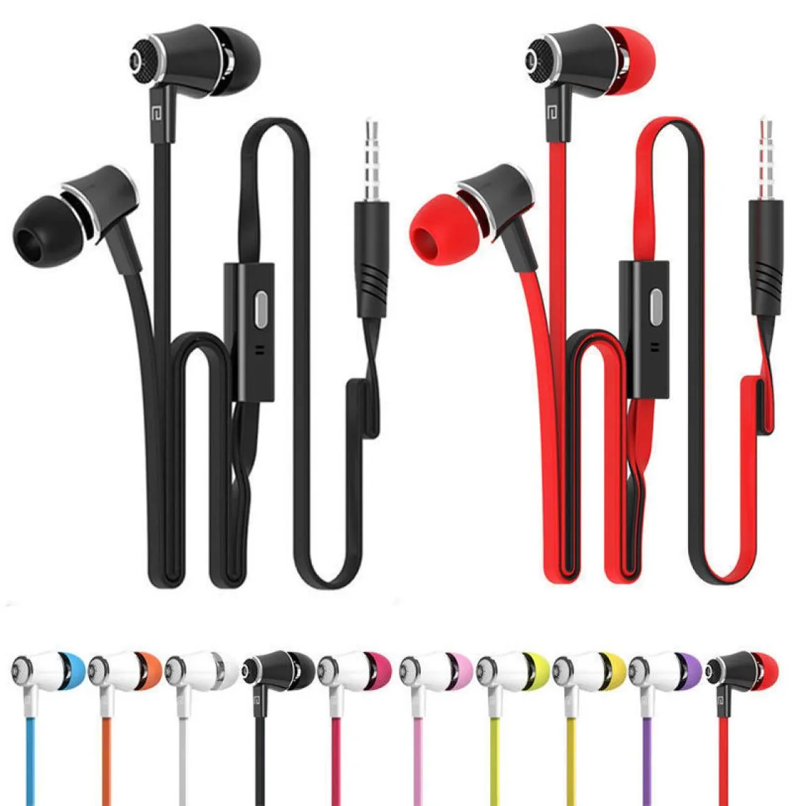 JM21 EARPHONES SUPER BASS EARPIECE STEREO HIFI Hörlurar med mikrofon 35mm nudlar Kopplade inear -headset för Samsung iPhone xia4957647