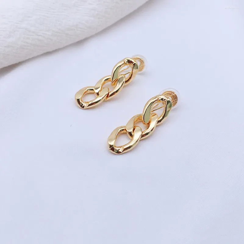 Boucles d'oreilles à dos faux Piercing couleur or chaîne géométrique à Clip pour femmes Non percées bijoux en cuivre tendance Aretes De Mujer