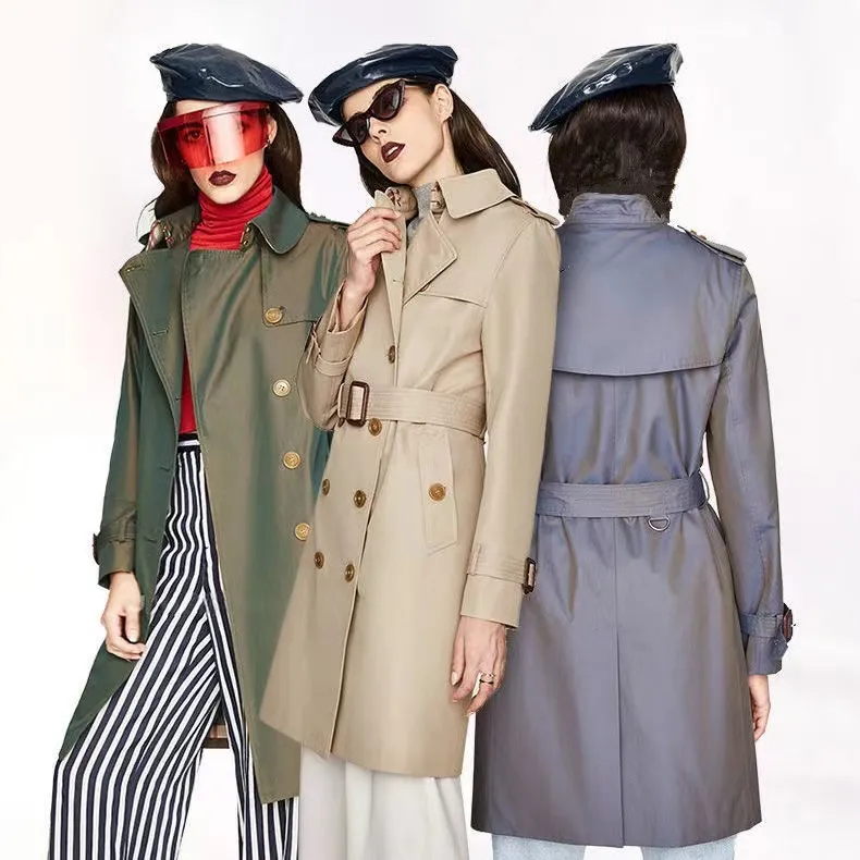 Cappotto giacca a vento di media lunghezza camaleonte slim fit autunno / inverno britannico di nuova moda