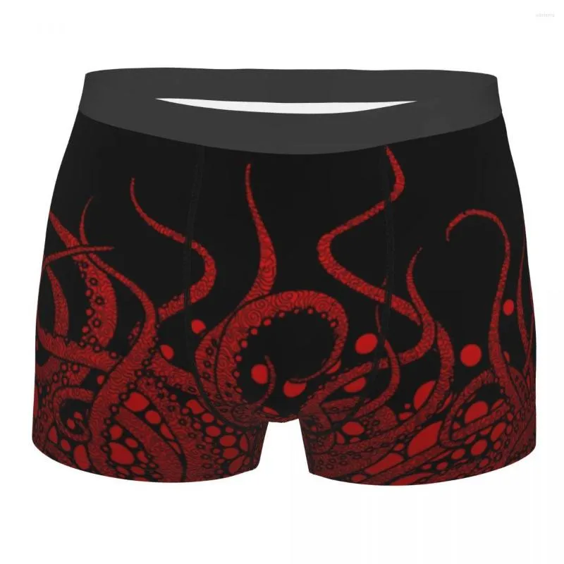 Underbyxor manliga sexiga röda tentakler på svart underkläder boxare trosor män mjuka shorts