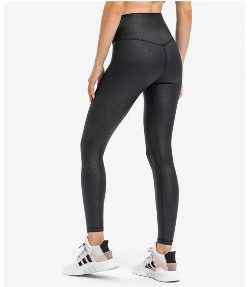 lu02 verguld naakt leer yogabroek dames039s leggings hoge taille strakke elastische sport fitness leggings gymkleding hardlopen work2264619