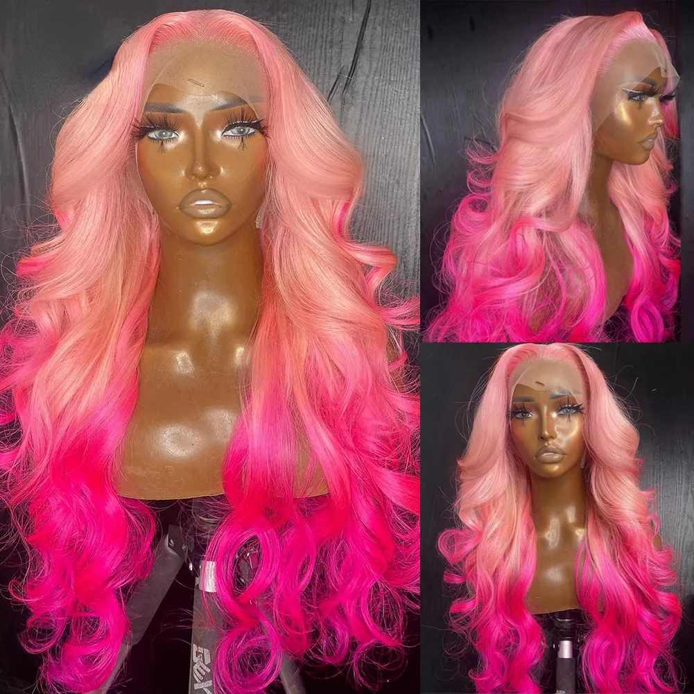 61% OFF – Perruque Pink Full Lace Front HD Transparent Wig – Heat‑Resistant Synthetic Hair