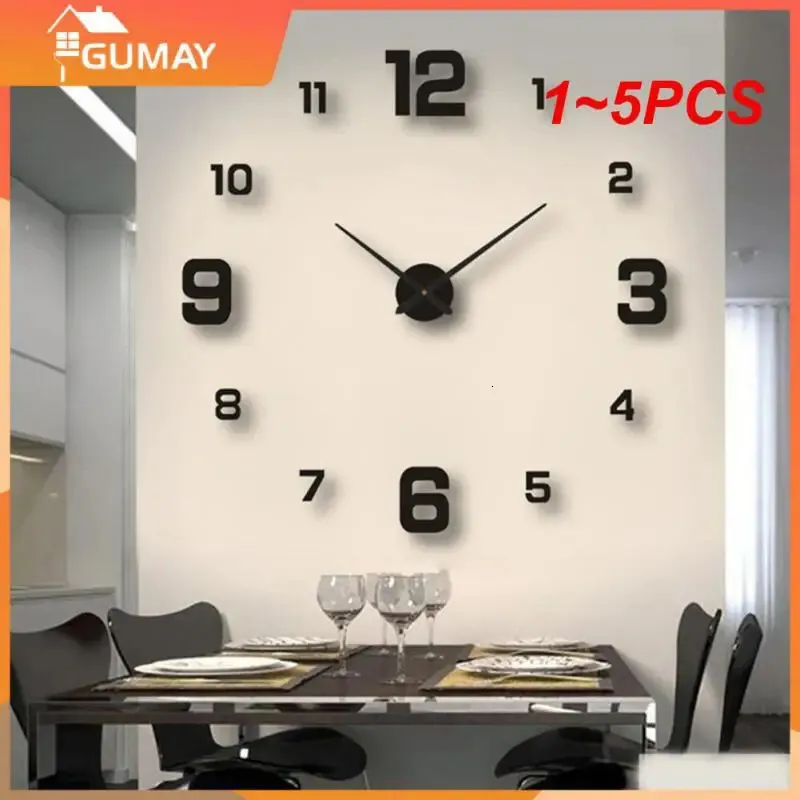 Wall Clocks 15PCS Large Clock 3D Luminous Frameless Digital Stickers Silent for Home Living Room 231122