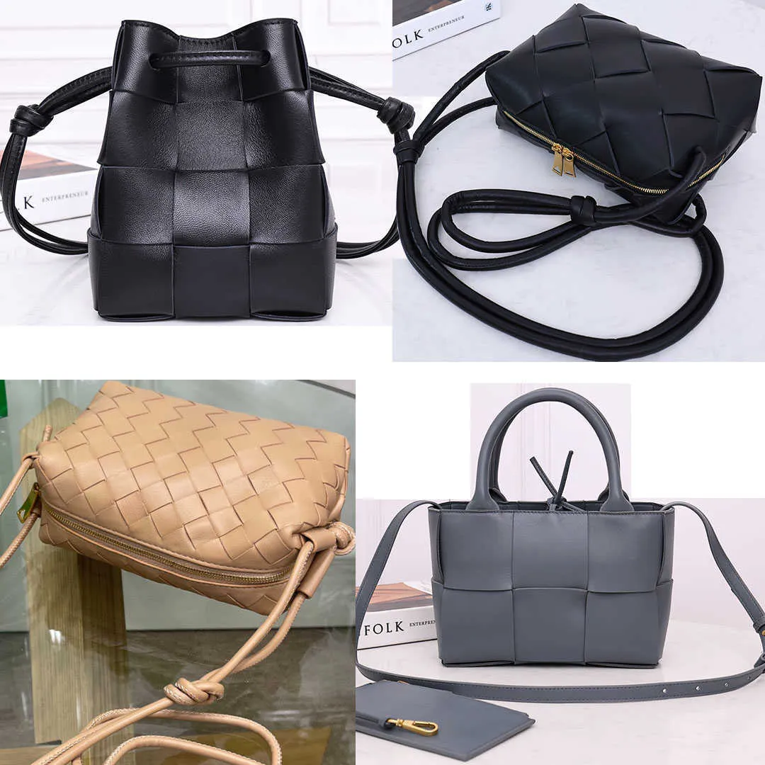 Damenhandtasche BVs Rindsleder gewebt KLLWFMMI One Shoulder Handheld Crossbody Casual Yanhui Tote Handtasche Wassereimer X5T7R