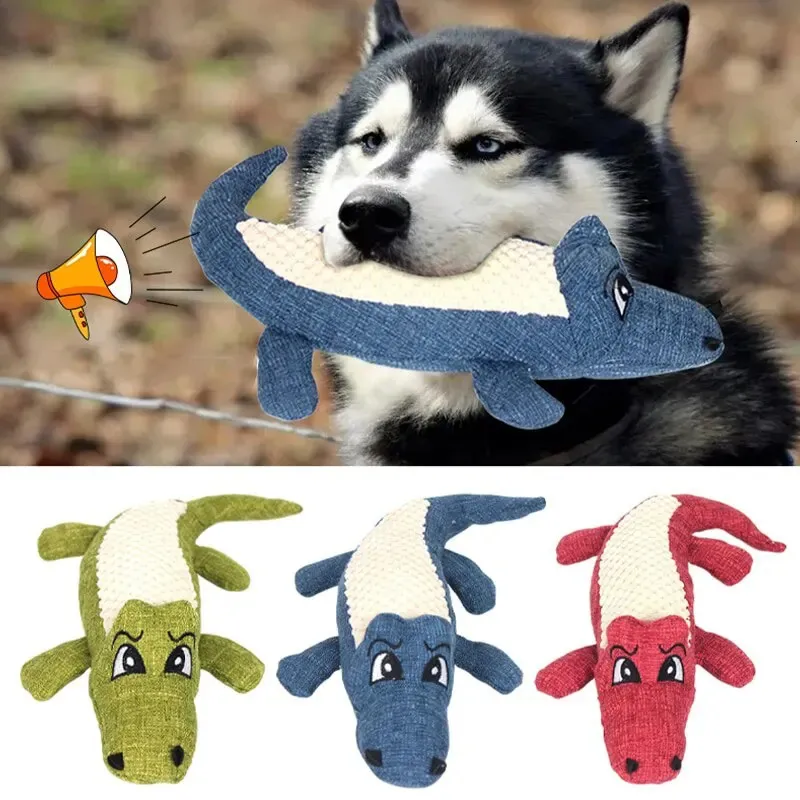 Dog Toys Chews Pet Chew Interactive Cartoon Animal Plush Alligator Shape Sound Toy Gnawing Grinding Teeth Training Supplies 231123