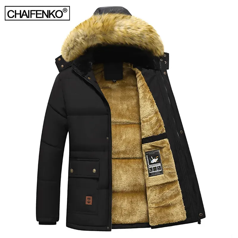 Vestes pour hommes Hommes Parkas chauds 2023 Hiver Coupe-vent Polaire Épaisse Veste Manteau Mode Col de fourrure à capuche Classique Casual Parka 231123