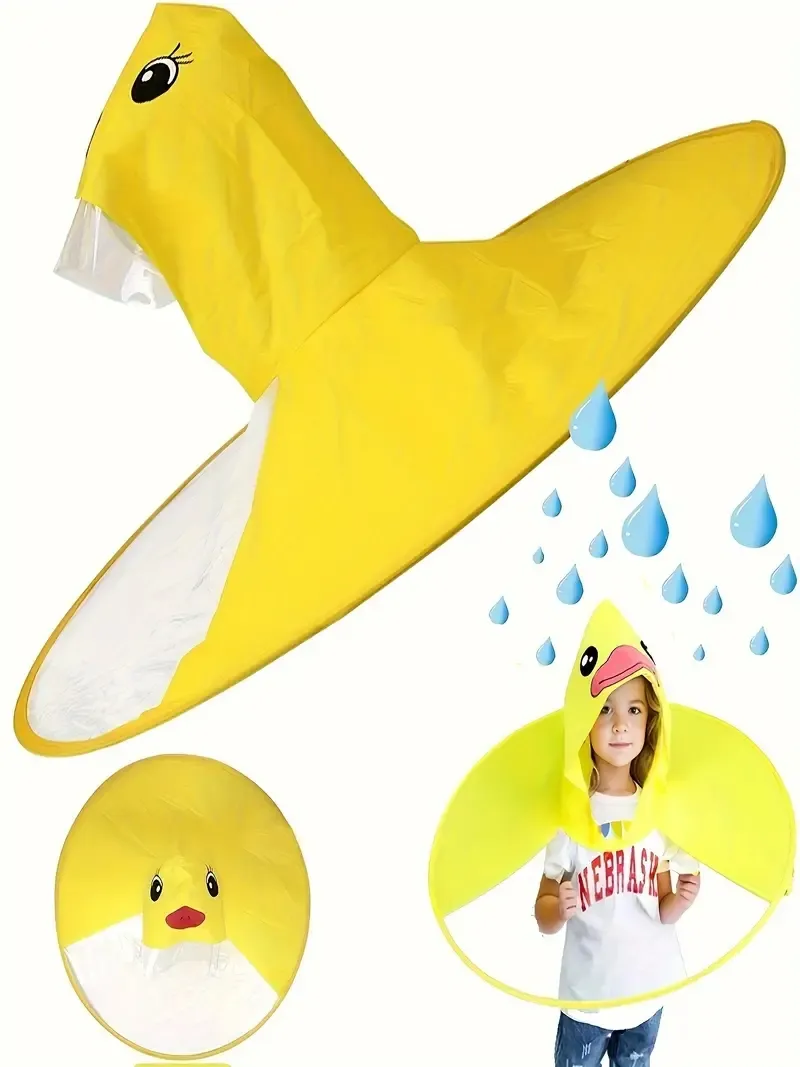 Grils/ragazzi Simpatico design a forma di anatra Mantello impermeabile Poncho in PVC Abbigliamento per bambini per regalo di 6-15 anni