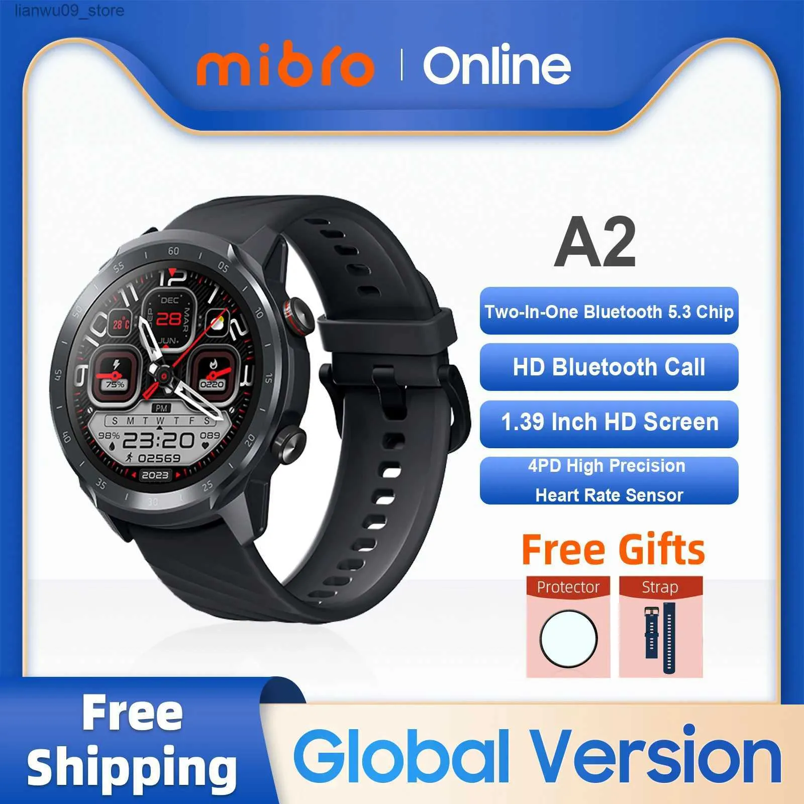 Armbanduhren Mibro A2 Smartwatch Globale Version Bluetooth Anruf 1,39 Zoll HD Bildschirm Blut Sauerstoff Herzfrequenz Monitor Sport Frauen Männer Smart WatchQ231123