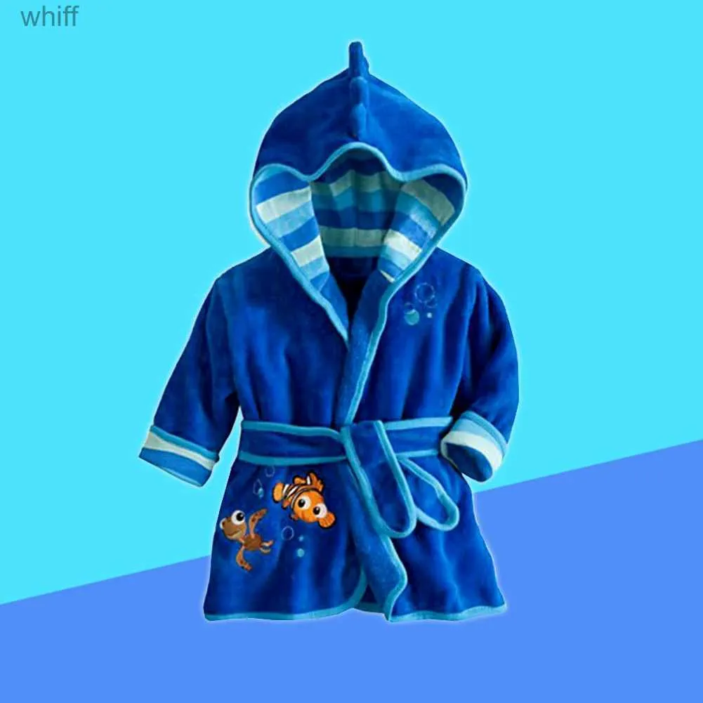 Towels Robes New Children Pijama Infantil Kids Warm Pajama Nemo Pyjamas Boys Baby Girls Blue Clown Fish Animal Flannel Sleepwear RobeL231123