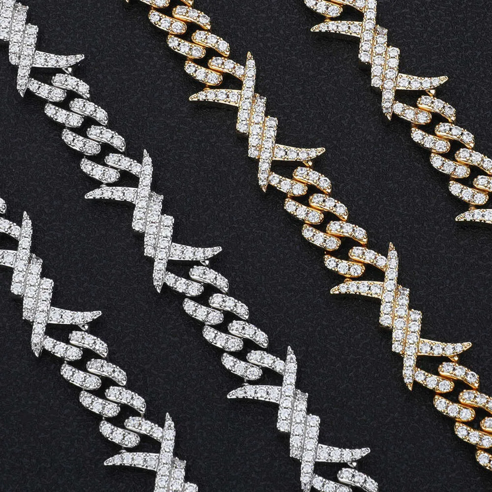 Necklace Moissanite Hip Hop Punk 925 Sterling Silver Iced Out