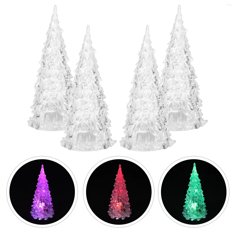 Decorações de Natal 4 Pcs Árvore Artificial Brilhante Ornamento de Mesa Criativo Festa de Natal Pequena Mesa Branca Preguiçosa