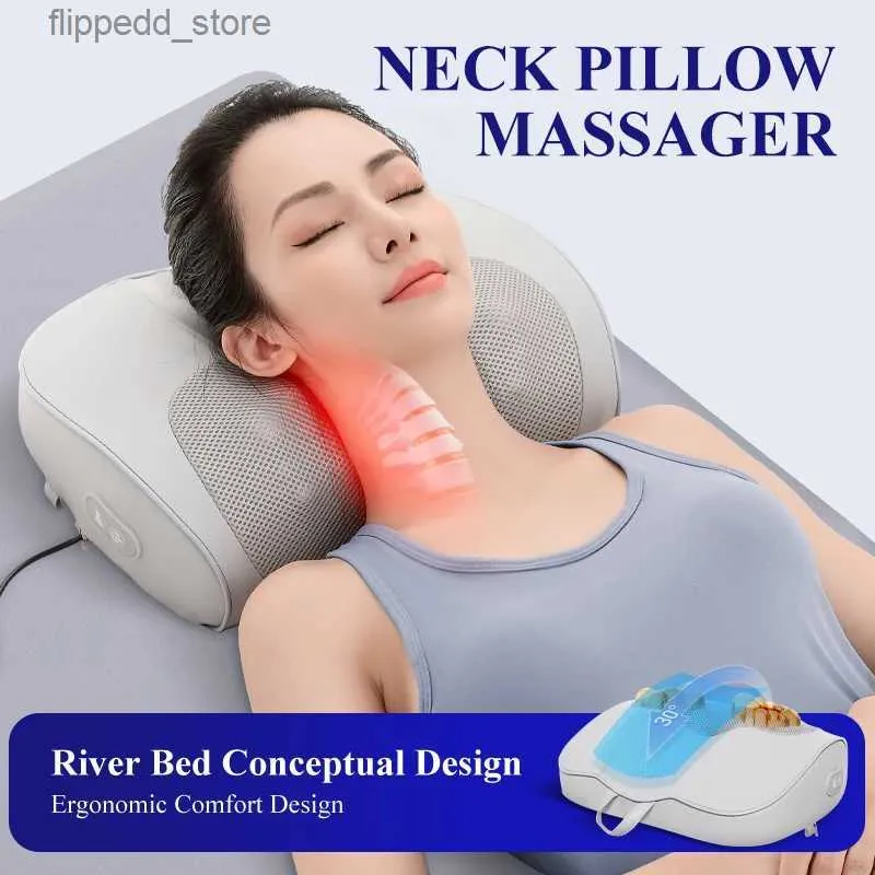 Oreillers de massage Jinkairui Masseur de cou et de dos avec chaleur Oreiller de massage Shiatsu électrique Pétrissage profond Cadeaux d'épaule pour les muscles complets du corps Q231123