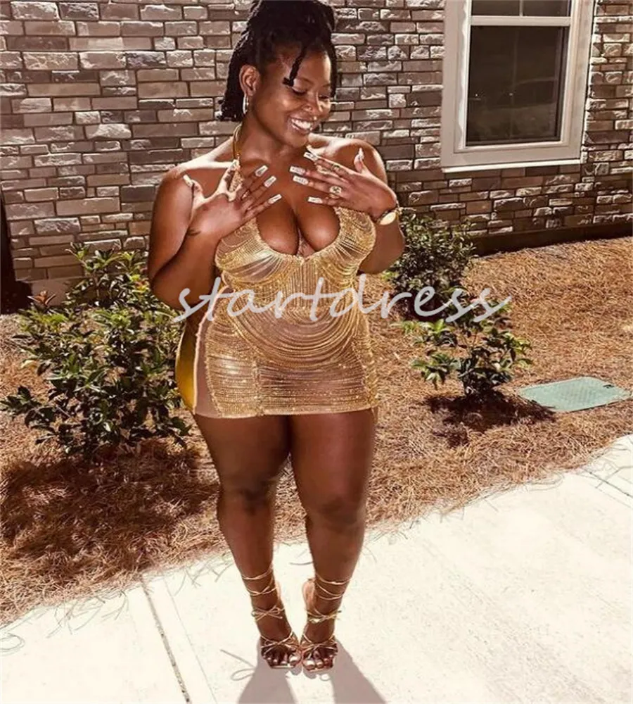 Elegant Golden Short Prom Dress Baddie Halter V Neck Cocktail Party Dress  Crystal Homecoming Graduation Evening Dress 2024 Black Girls Birthday Prom  Dress from Dhgate Prom Dresses - price 144.72
