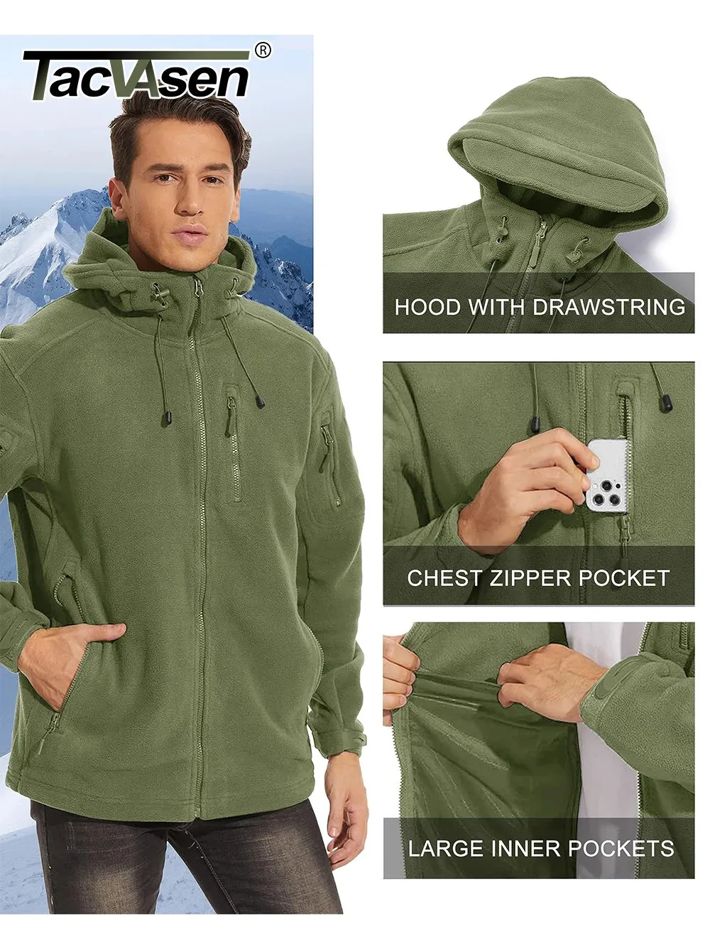 Tacvasen men's deals tactical fleece jacket