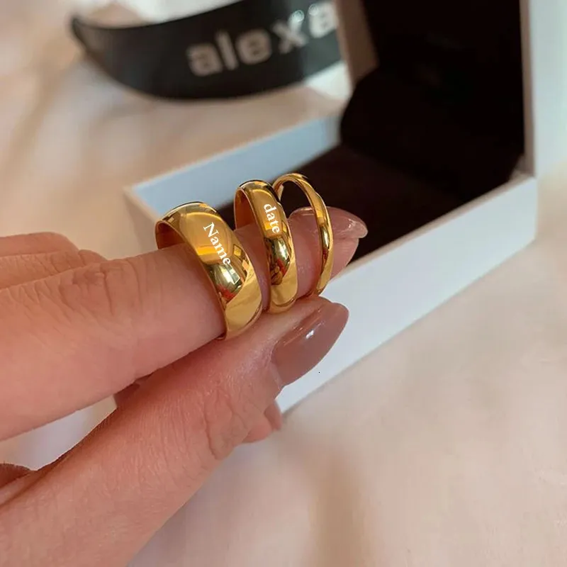 Anelli Matrimoni Di Coppia In Acciaio Inossidabile Con Nomi Incisi