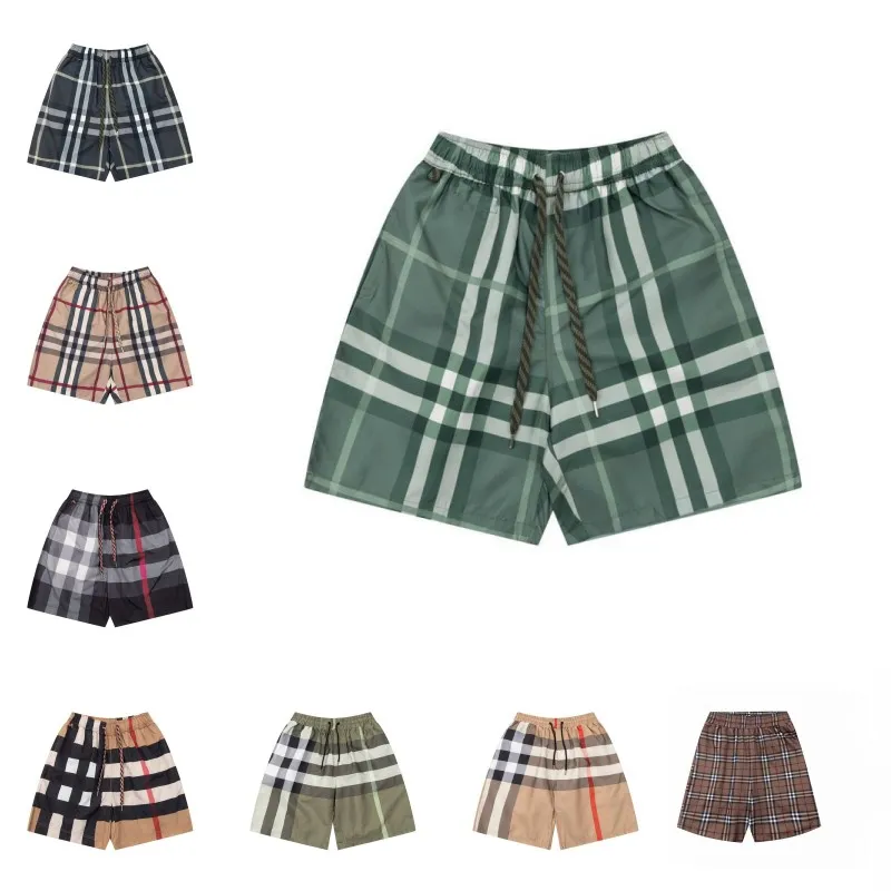 Pantaloncini da spiaggia estivi firmati da donna in cotone plaid moda costumi da bagno ad asciugatura rapida stampa pantaloni con coulisse pantaloni casual da uomo streetwear a cinque punte