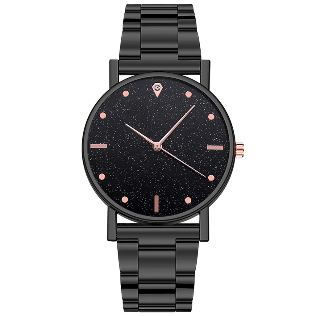 HBP Fashion Women Watches Quartz Movement Electronic Watch Black Designer Clock Originele roestvrijstalen riem Casual Ladies polshorloge