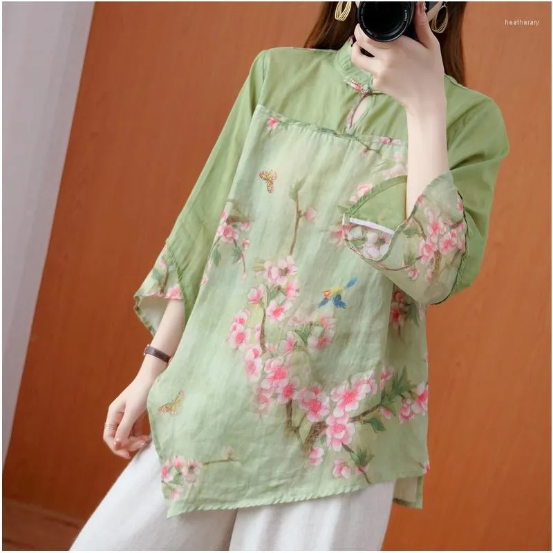 Etniska kläder 2023 Cheongsam Blus Traditionell Oriental Chinese for Women Tops Hanfu Qipao Top 30999