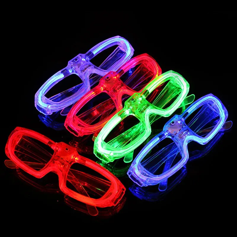 LED SwordsGuns Solglaslass Glow Dark Party GaVors Supplies For Kids Blinking Plastic Light Up Glasses Halloween Toy Concert Birthday 231123