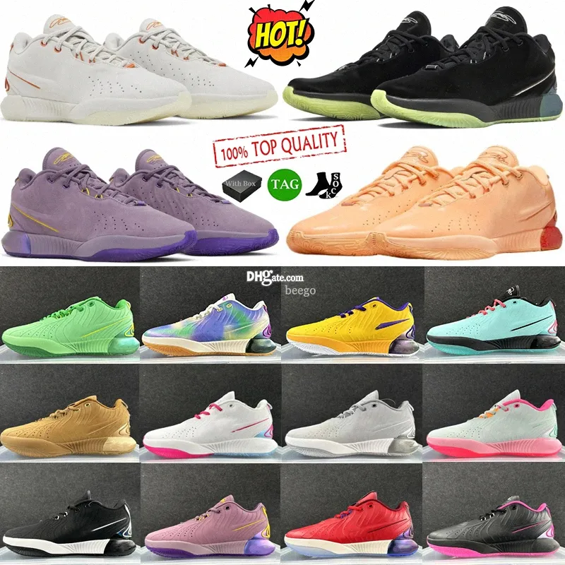 Lebron 21 Hommes Chaussures de basket-ball Sneaker 21s Violet Dust Theatre Multi Color Lakers Clan fait ses débuts Tahitian Time Machine Baskets en plein air Taille 40-46