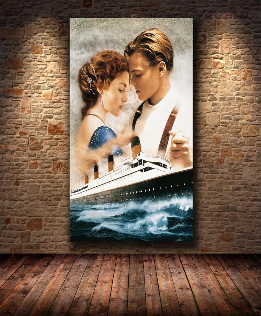 Titanic película clásica Leonardo DiCaprio pintura artística lienzo seda pintura póster para sala de estar decoración del hogar 8742138
