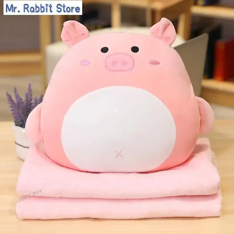 Blankets Air Conditioning Blanket Winter Warm Gloves Home Sofa Decor 3 In 1 Pillow Cartoon Animal Plush Filled Pp Cotton Cushion 231123