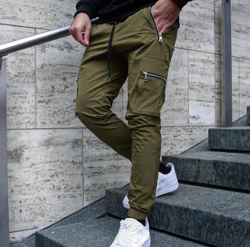 Pantaloni da uomo nuovi Moda Multi Pocket Cargo Streetwear Hip Hop Pantaloni elastici in vita Harem alla caviglia Baggy per uomo