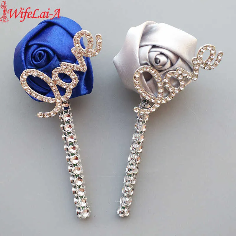 Autres accessoires de mode faits à la main 1pcslot corsages de mariage bleu royal ivoire boutonnière marié boutonnière fleurs de mariage boutonnière broche broche Cu J230422