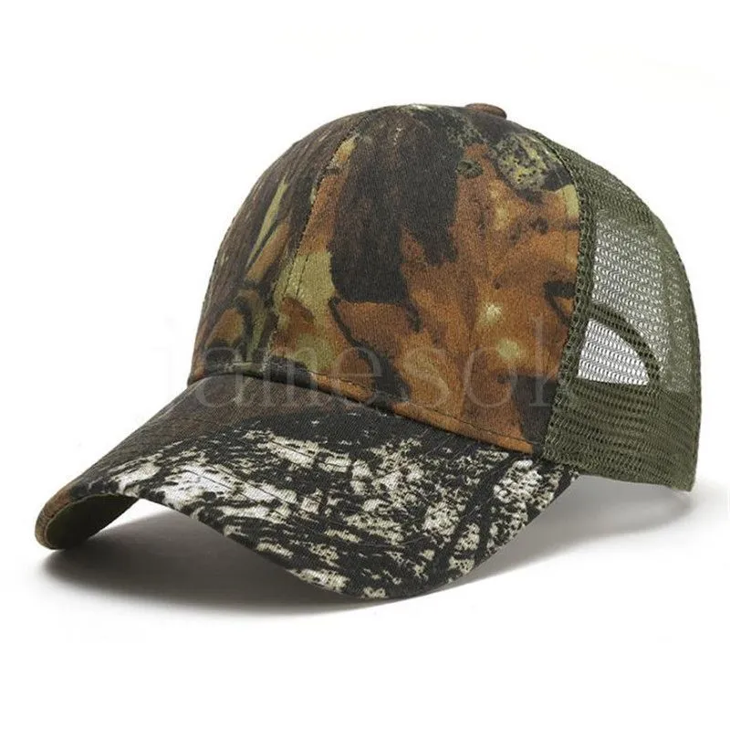 Casquette de camionneur de Camouflage en plein air, teinture par soleil, chapeau de chasse d'été, casquette de Baseball à visière, chapeaux de sport en maille df065