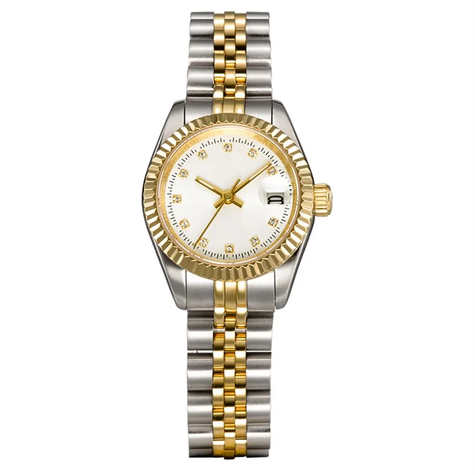 vrouwen jurk horloges vol roestvrij staal 26 mm saffier dames zilveren waterdichte lichtgevende horloge Montres de luxe femme241G