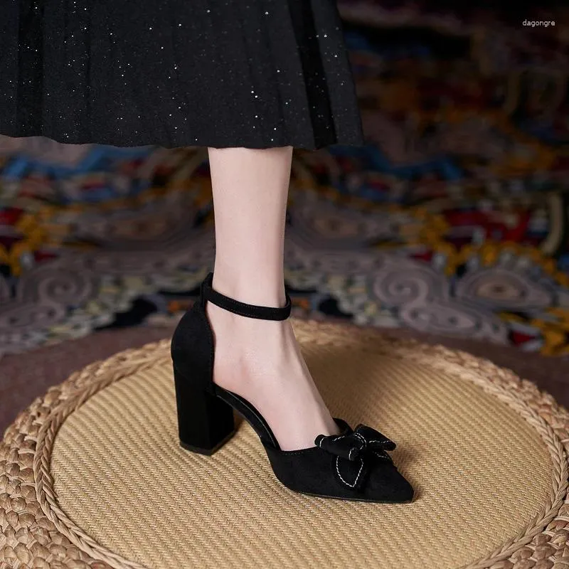Sandalen kleine maat 31-43 zwarte schoenen dames zomer hoge hak dikke holle strik dames
