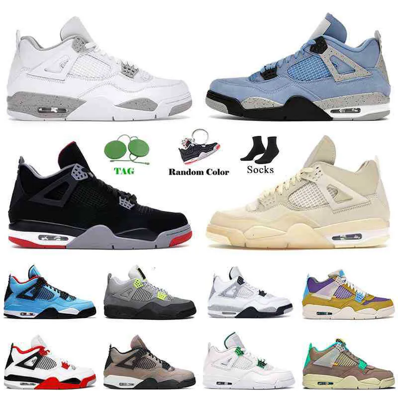 Box 2022 Basketball Shoes University Blue 4 4S White Oreo Sail Jumpman Bred Taupe Haze Neon Mens 여성 트레이너 오리지널 디자이너 운동화 정통 크기 36-46