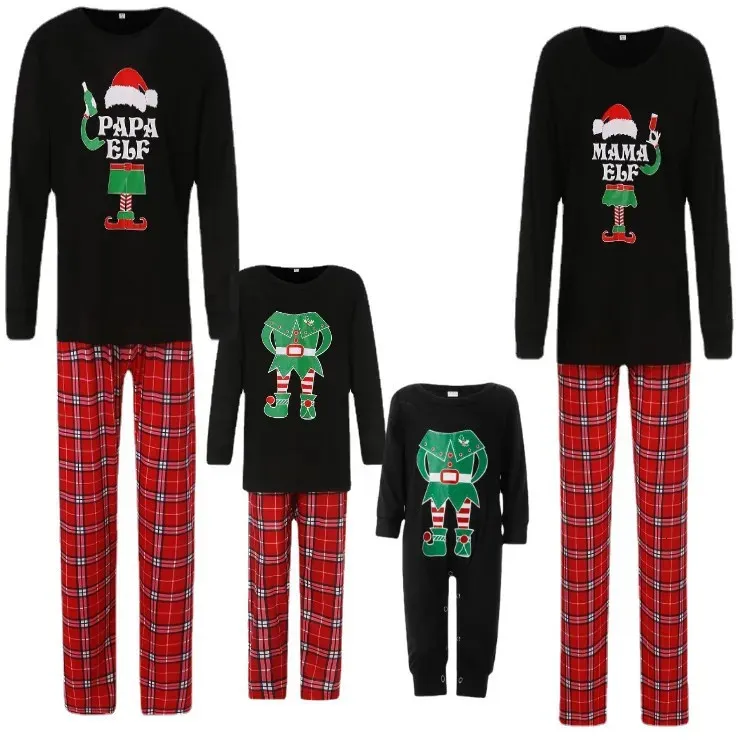 Family Matching Outfits Christmas Family Pajamas Matching Casual Set Santa Claus Printed Long Sleeve Top Plaid Pants Family Casual Parent Child Clothing 231123