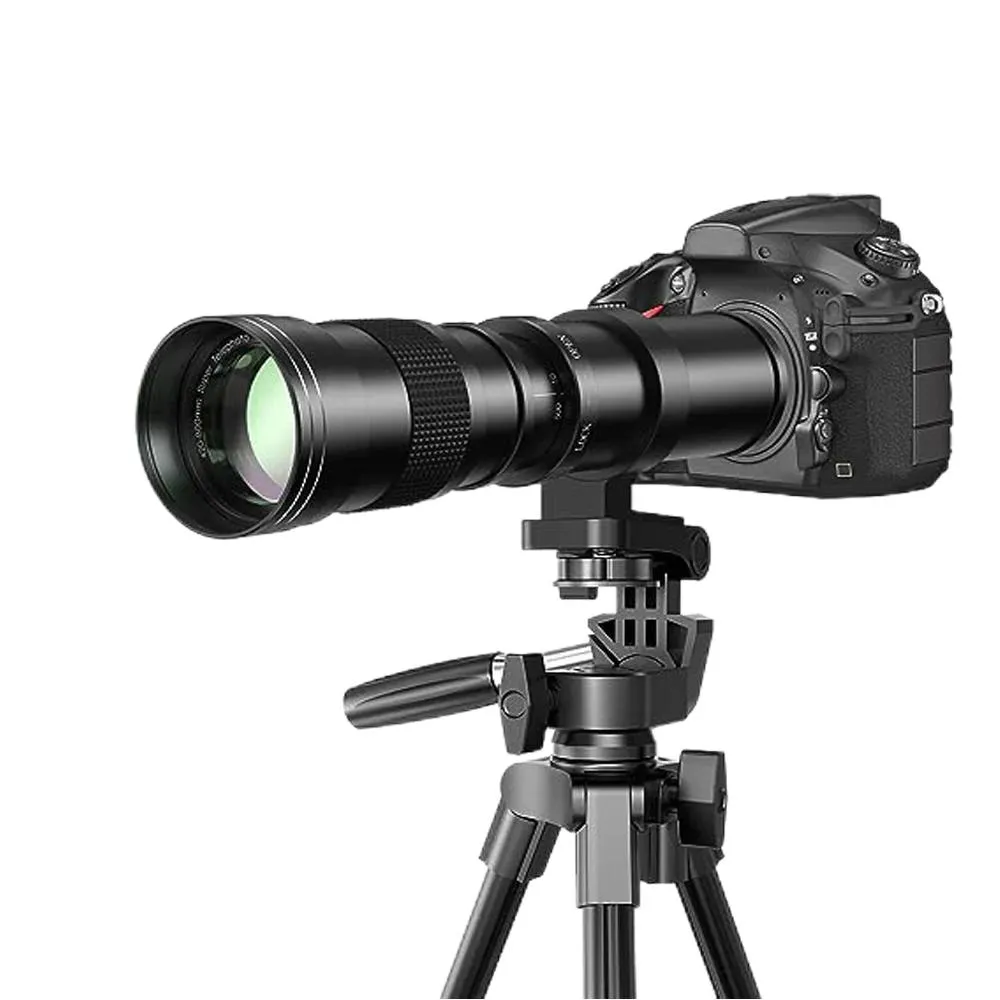420-800mm F8.3-16 Super TeameTo Lens Manual Zoom Lens +T2 Adaper Ring لـ Nikon Sony Pentax Fuji Film Olympus Canon 760d 750d 700d 650d 600d 70d 60d 5dii 7d Dslr Cameras Cameras