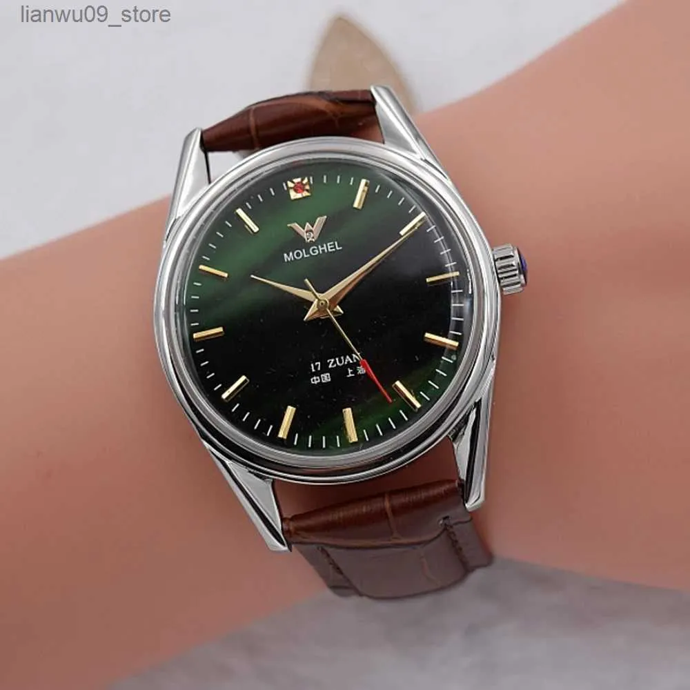 Wristwatches Antique Shanghai Watch Men Vintage Mechanical Wristwatches 8120 Hand Wind Movement 36mm Dome Acrylic Homage Watches Retro 1963Q231123