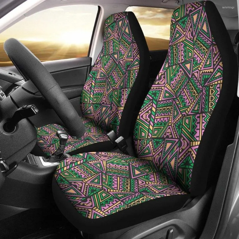 Housses de siège de voiture Ethnic Pink Print Pattern Cover Set 2 Pc Accessoires Mats