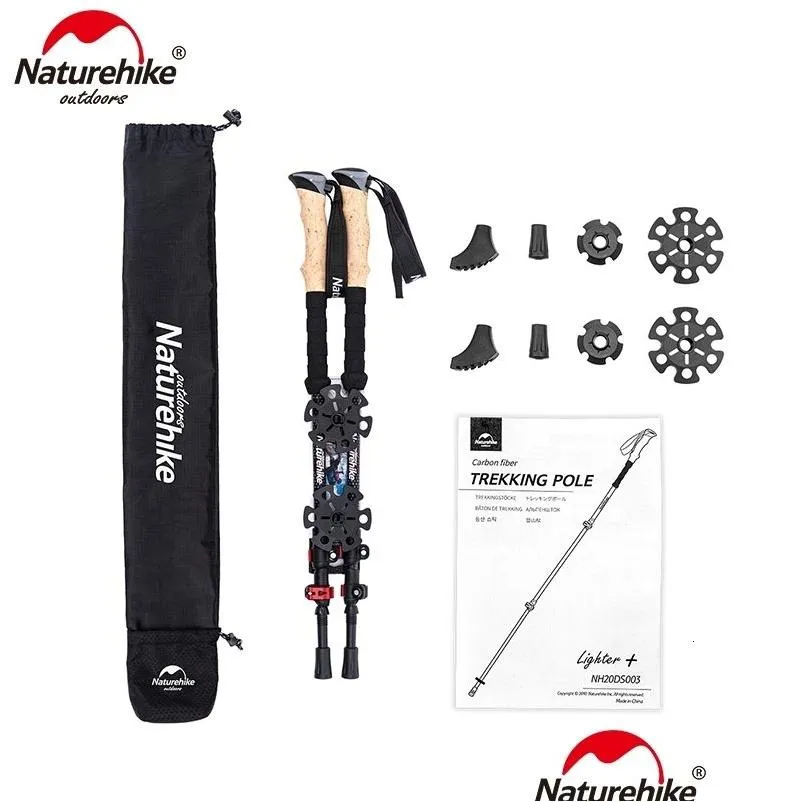 BISINNA 1pcs/2pcs Folding Trekking Poles Carbon Fiber Collapsible