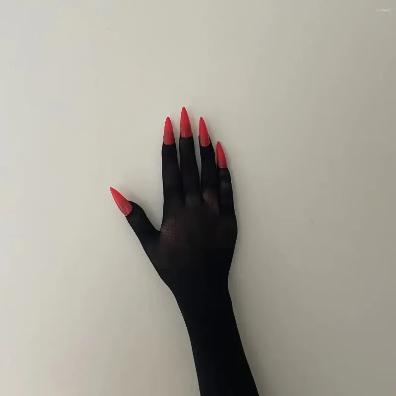 Fournitures de fête Kigurumi Cinq doigts sans couture velours ultra-mince respirant Anime Bas de soie noire Gants avec pièce d'amélioration des ongles