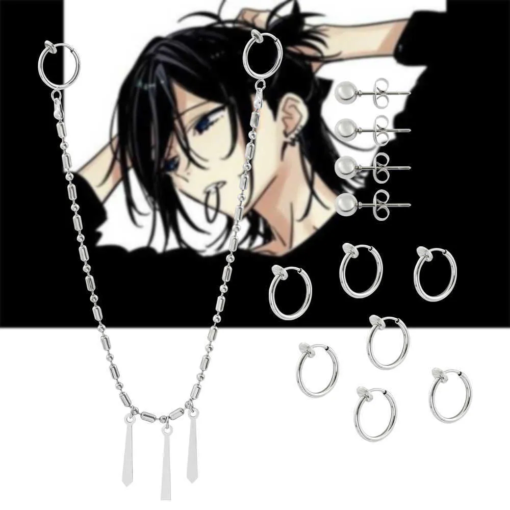 Anime Horimiya Miyamura Izumi Ear Clip Lip Chain Earring