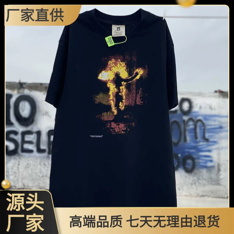 Männer und Frauen T-Shirts Die richtige Version High Street vtg Deutsche Chariot Metal Band Flamme Waschwasser getragen Kurzarm Männer und Frauen Feuerwehrmann