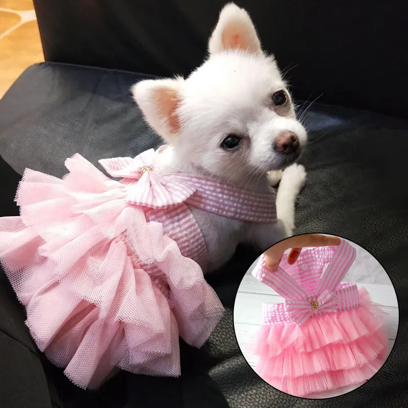 犬アパレルサマードレス猫レーススカートペット服チワワストライプ子犬プリンセスかわいい服アクセサリー 230422