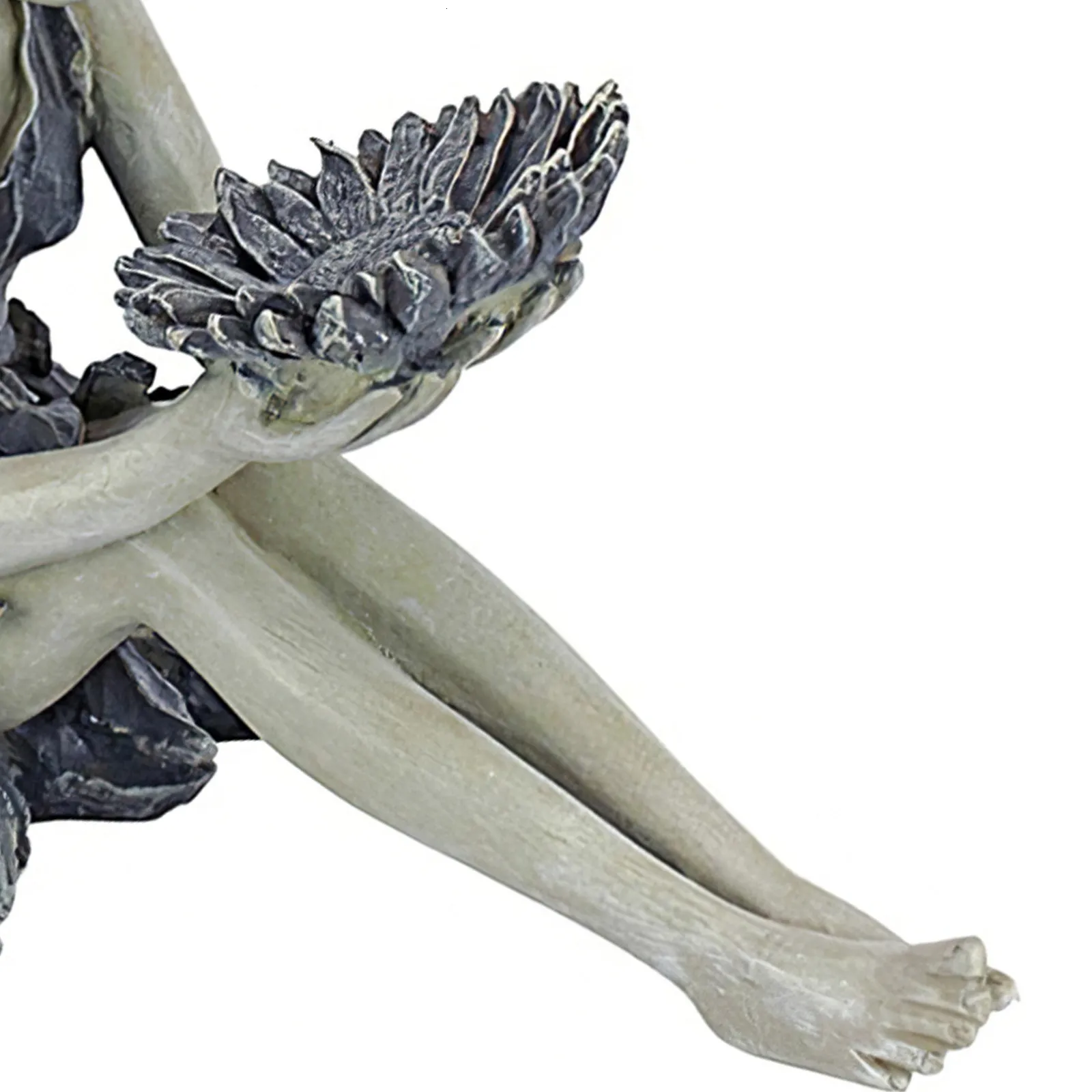 Statue De Fée Assise Résine Blanche - Décoration Jardin 14 Cm, Magique Pour Terrasse Ou Intérieur
