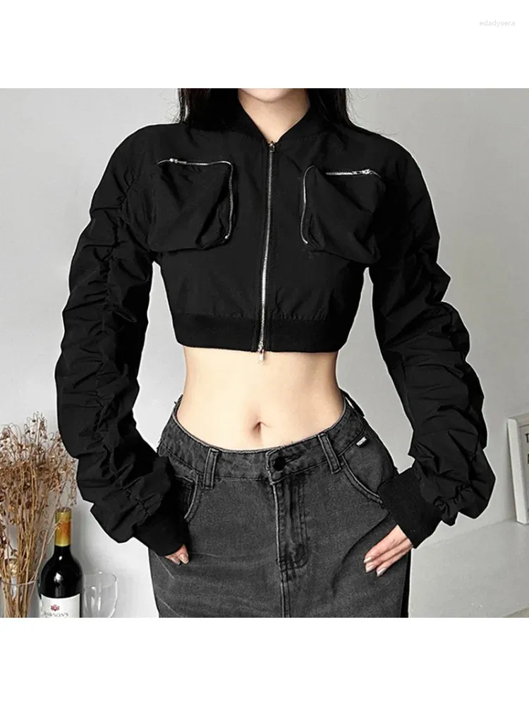 DHgate.com:Womens Techwear Zip-Up Crop Jacket: Autumn Cyber
